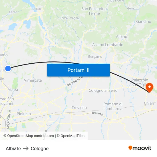 Albiate to Cologne map
