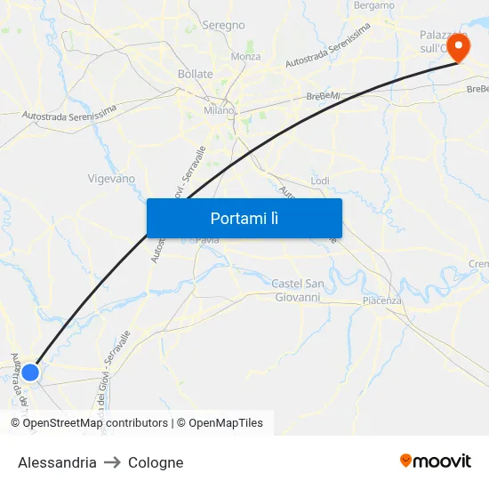 Alessandria to Cologne map