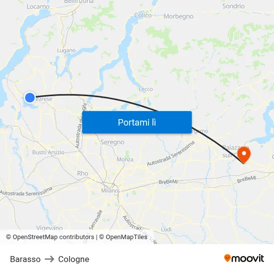 Barasso to Cologne map
