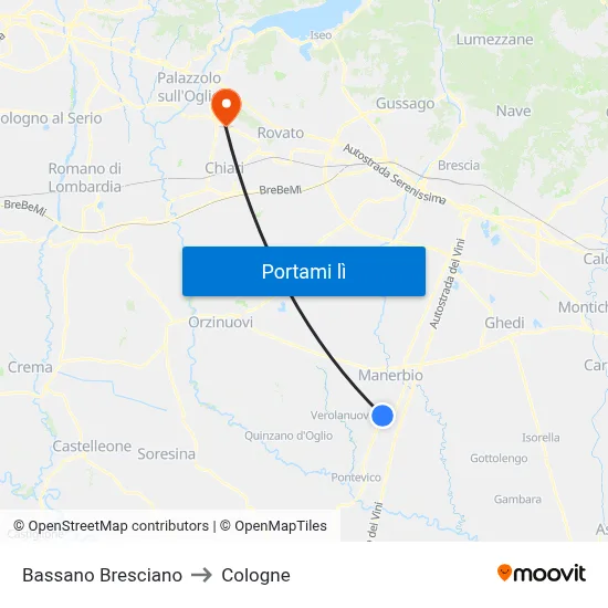 Bassano Bresciano to Cologne map