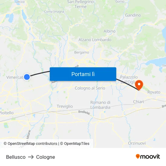 Bellusco to Cologne map