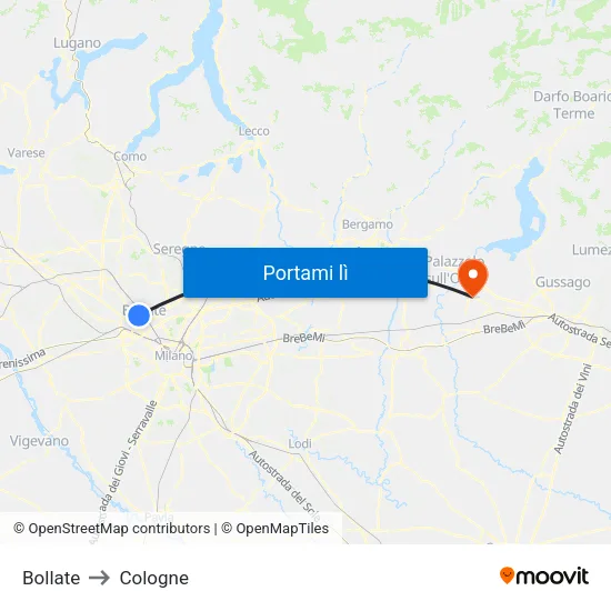 Bollate to Cologne map