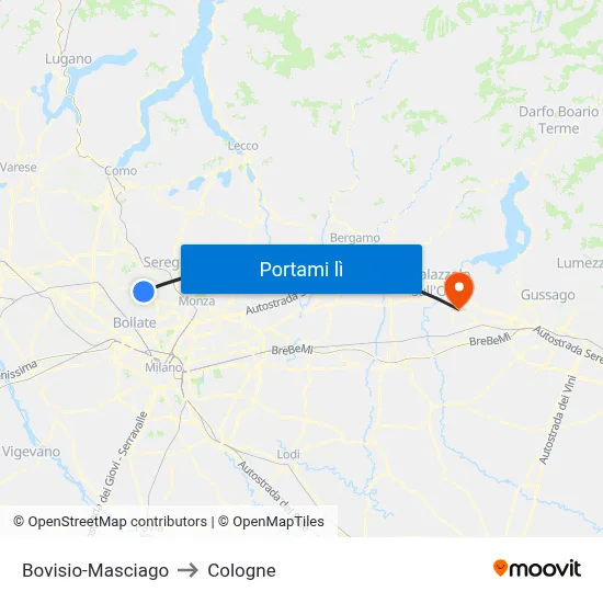 Bovisio-Masciago to Cologne map
