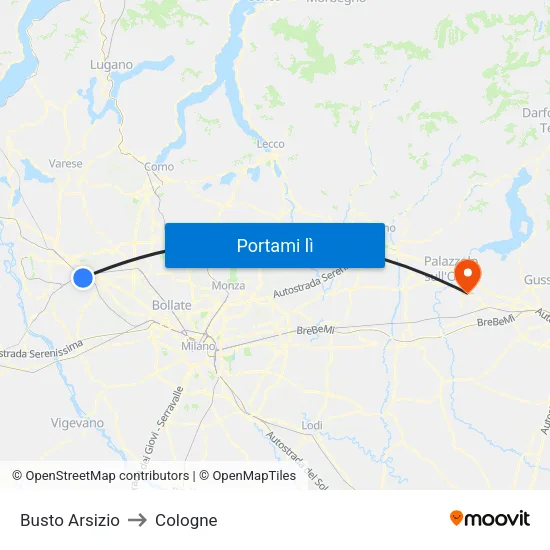Busto Arsizio to Cologne map