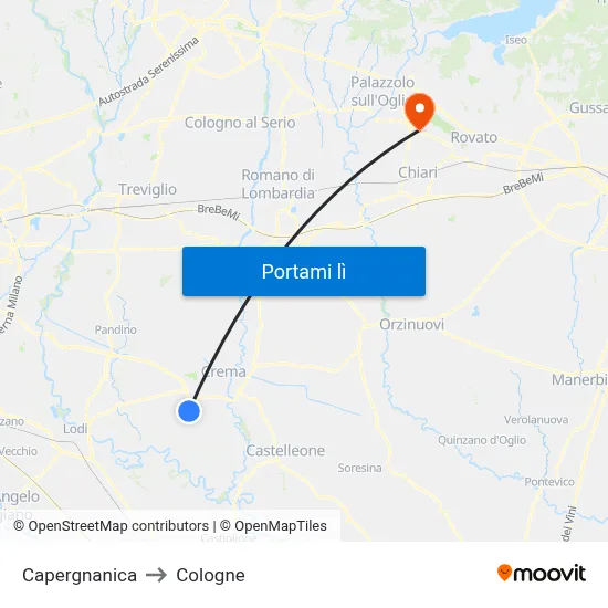 Capergnanica to Cologne map