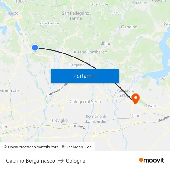 Caprino Bergamasco to Cologne map