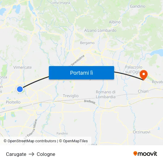 Carugate to Cologne map