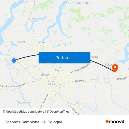 Casorate Sempione to Cologne map