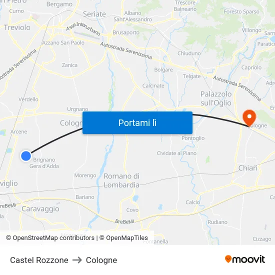 Castel Rozzone to Cologne map