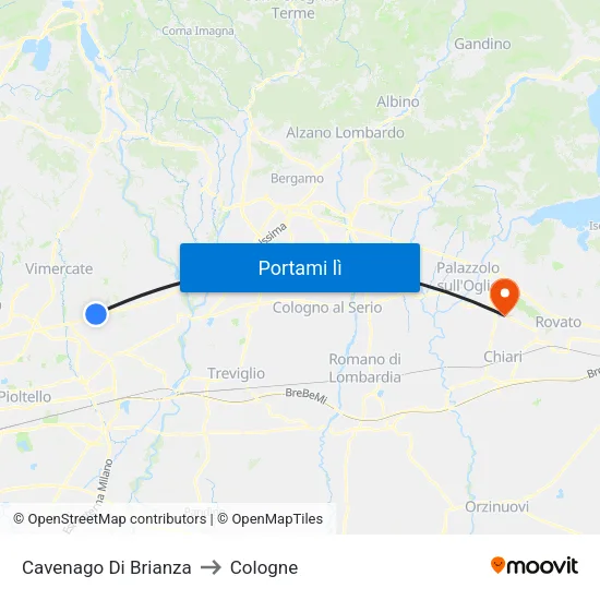 Cavenago Di Brianza to Cologne map