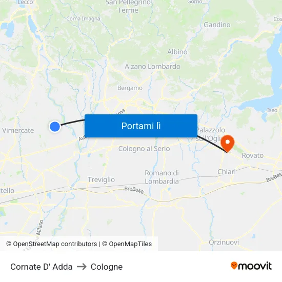 Cornate D' Adda to Cologne map