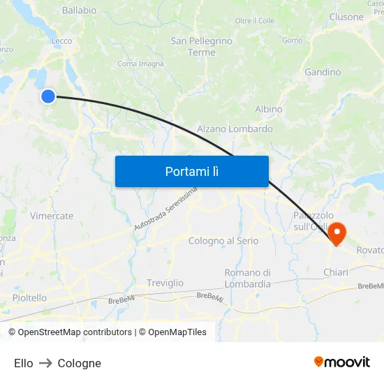 Ello to Cologne map