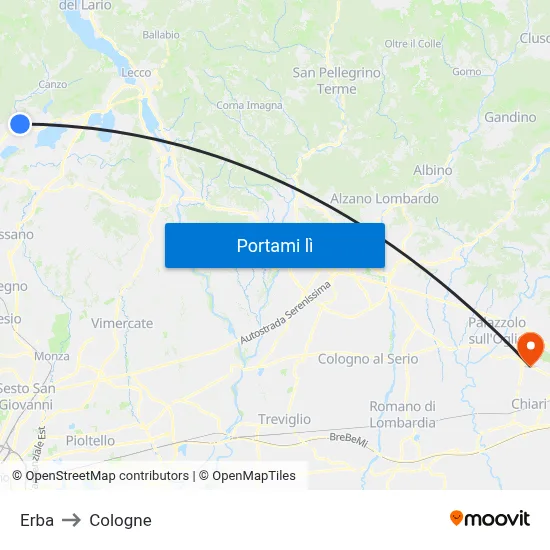 Erba to Cologne map