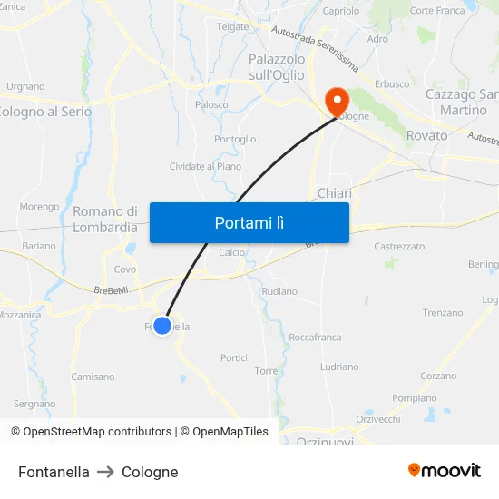 Fontanella to Cologne map