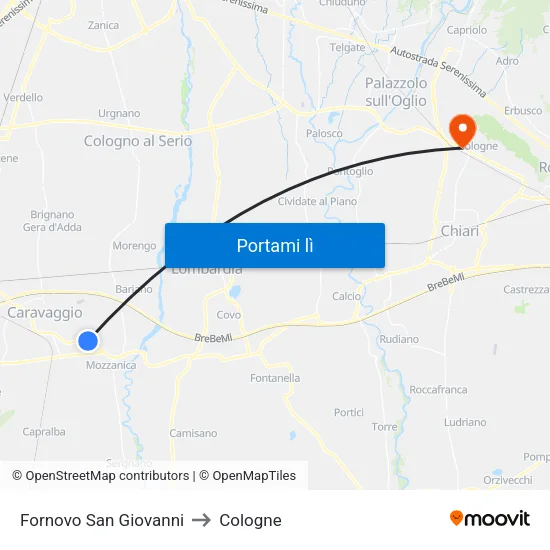 Fornovo San Giovanni to Cologne map