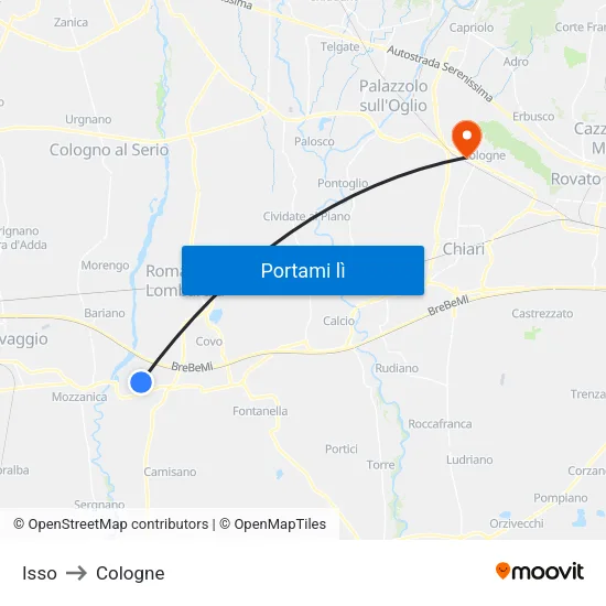 Isso to Cologne map