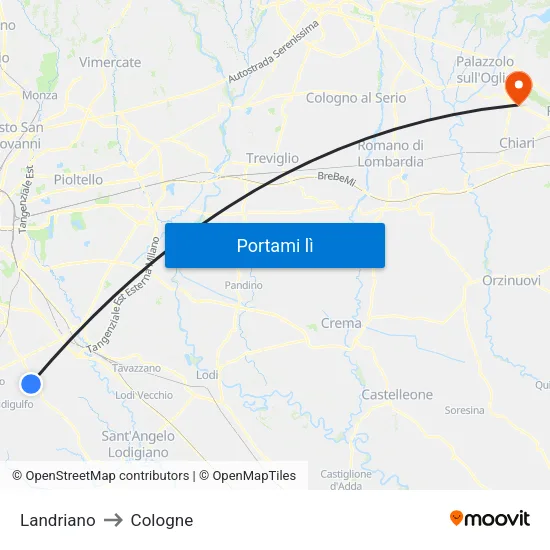 Landriano to Cologne map