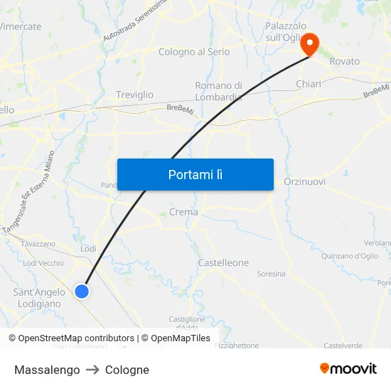 Massalengo to Cologne map