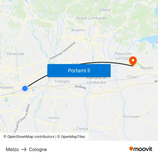 Melzo to Cologne map