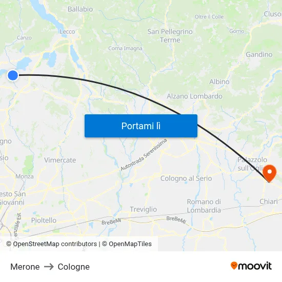 Merone to Cologne map