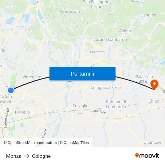 Monza to Cologne map