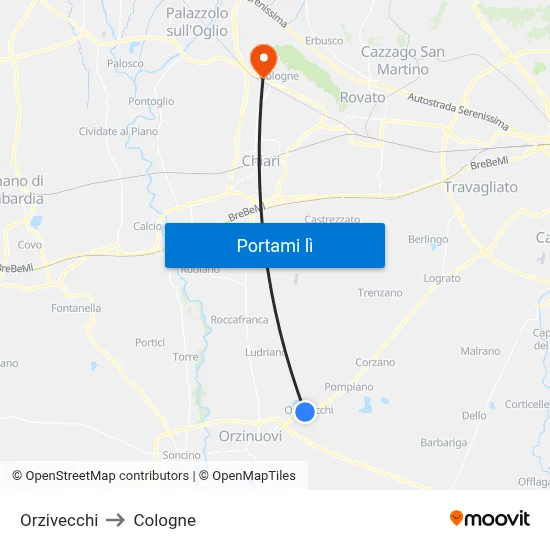 Orzivecchi to Cologne map