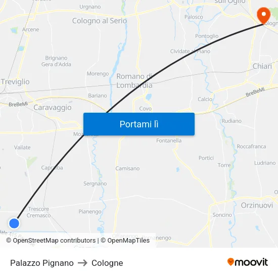 Palazzo Pignano to Cologne map
