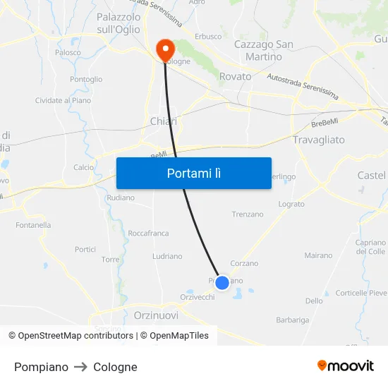 Pompiano to Cologne map
