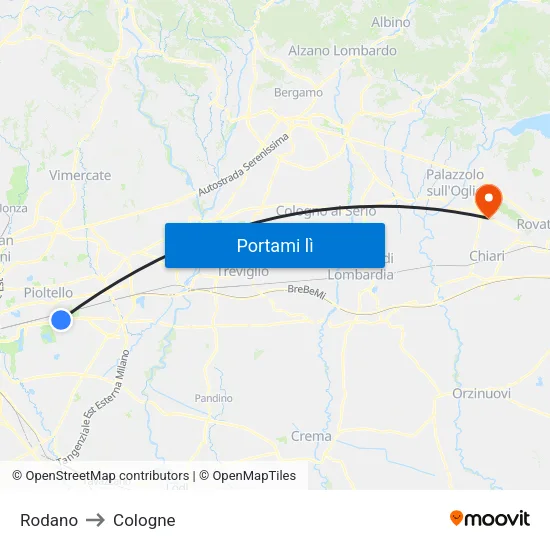 Rodano to Cologne map