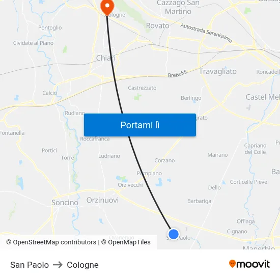 San Paolo to Cologne map