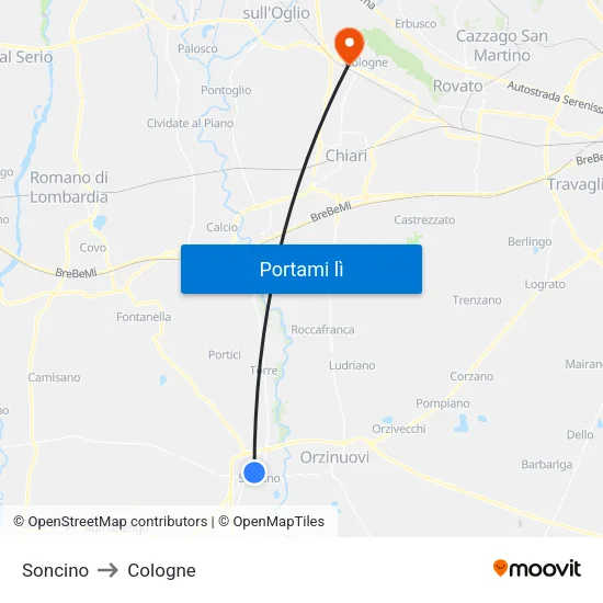 Soncino to Cologne map