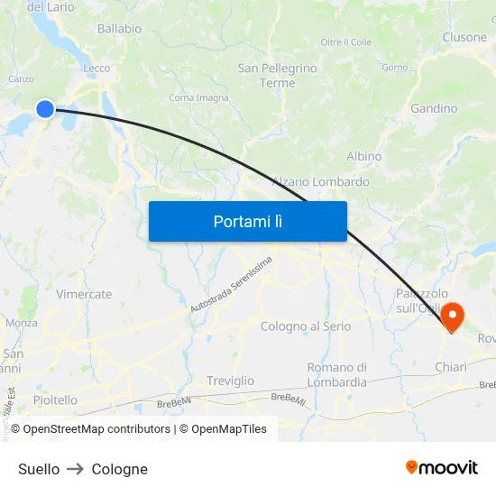 Suello to Cologne map