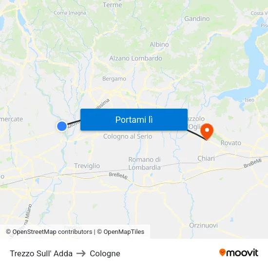Trezzo Sull' Adda to Cologne map