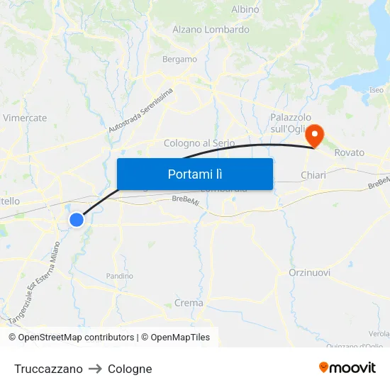 Truccazzano to Cologne map