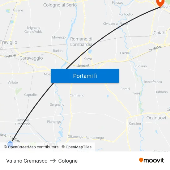 Vaiano Cremasco to Cologne map