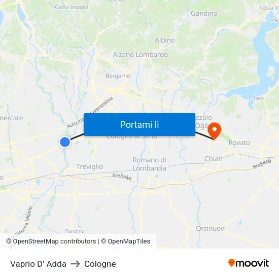 Vaprio D' Adda to Cologne map