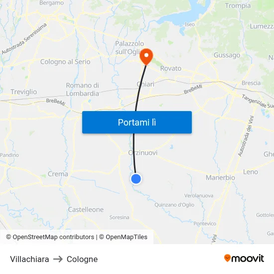 Villachiara to Cologne map