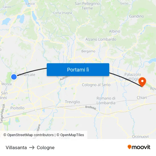 Villasanta to Cologne map