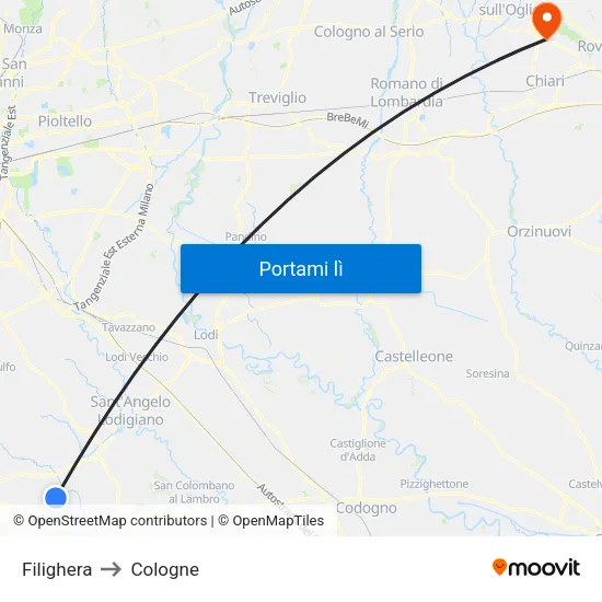 Filighera to Cologne map