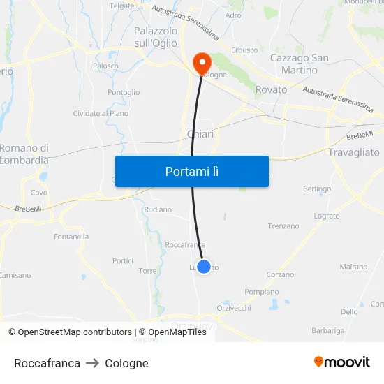Roccafranca to Cologne map