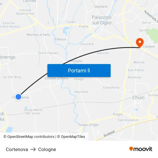 Cortenova to Cologne map