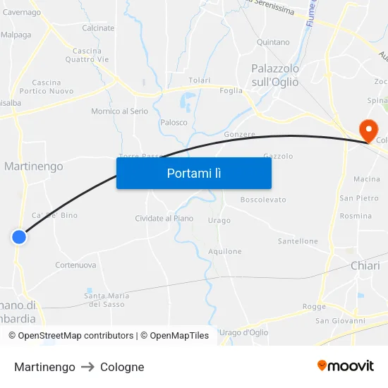Martinengo to Cologne map