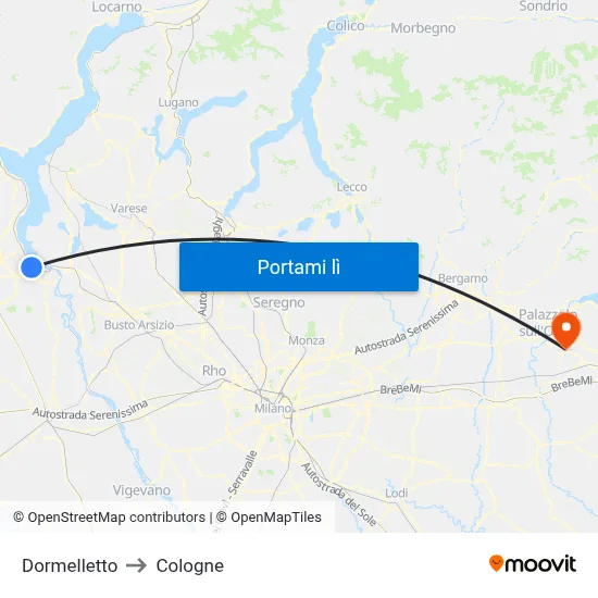 Dormelletto to Cologne map