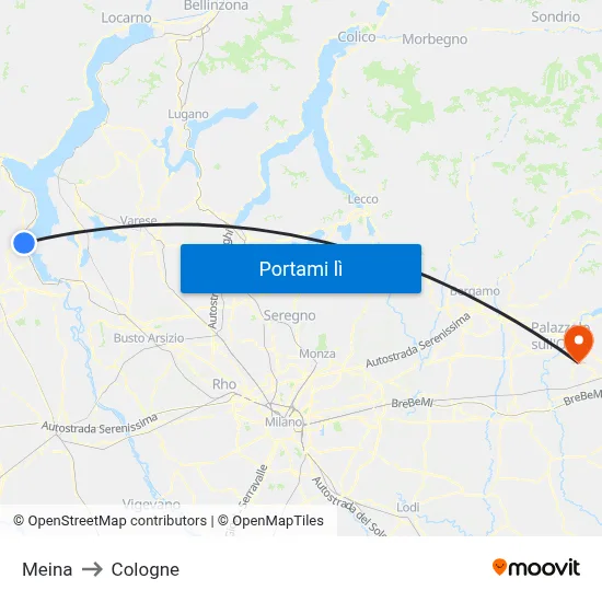 Meina to Cologne map
