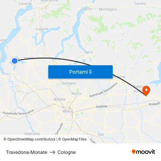 Travedona-Monate to Cologne map