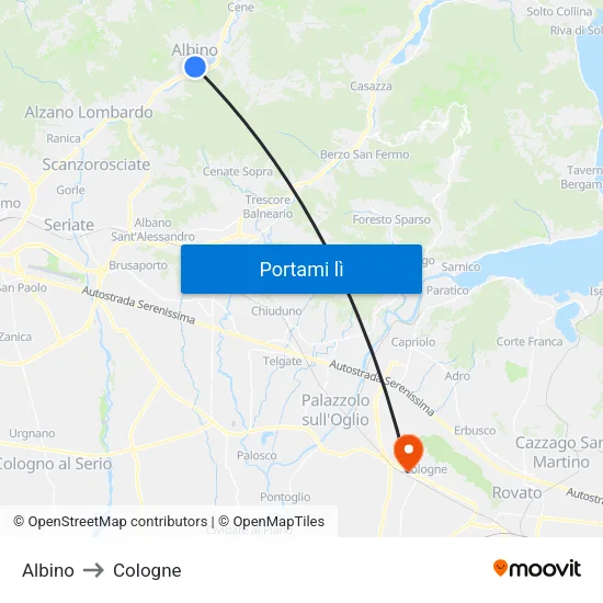 Albino to Cologne map