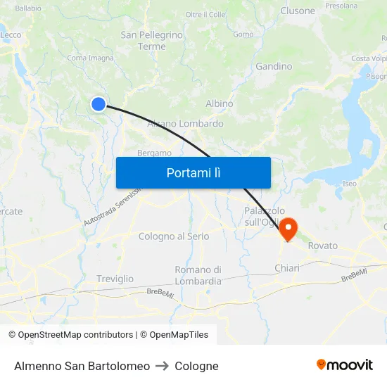 Almenno San Bartolomeo to Cologne map