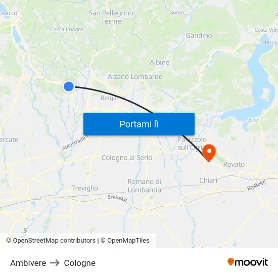 Ambivere to Cologne map