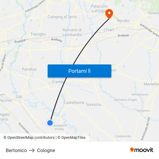 Bertonico to Cologne map