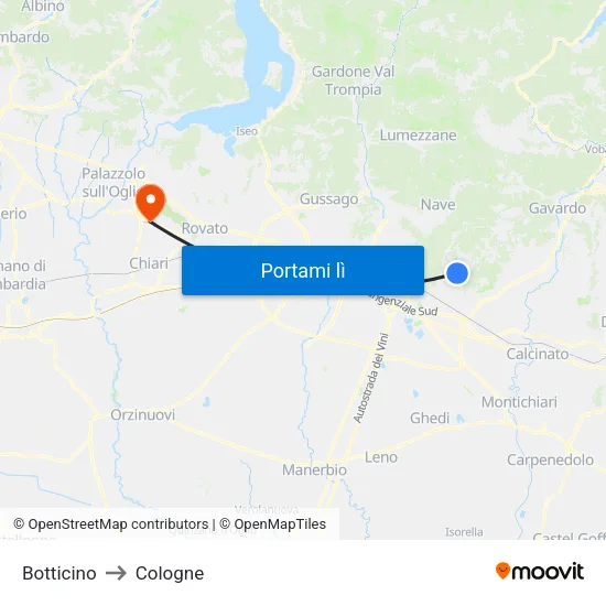Botticino to Cologne map